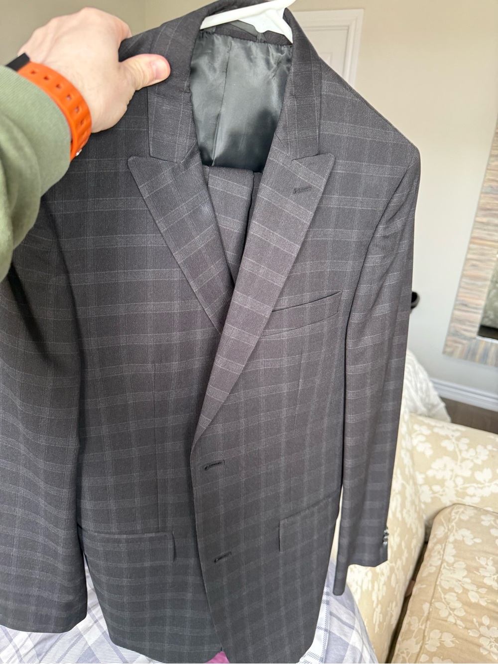 Sean John Charcoal Gray Windowpane Suit Jacket